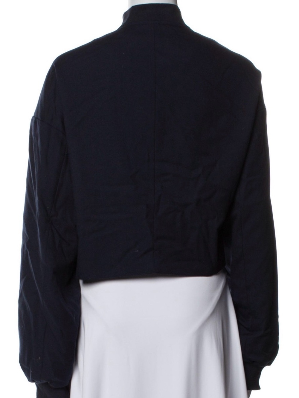 Frankie Shop Cropped Bomber Jacket in Navy - Picture 3 of 7